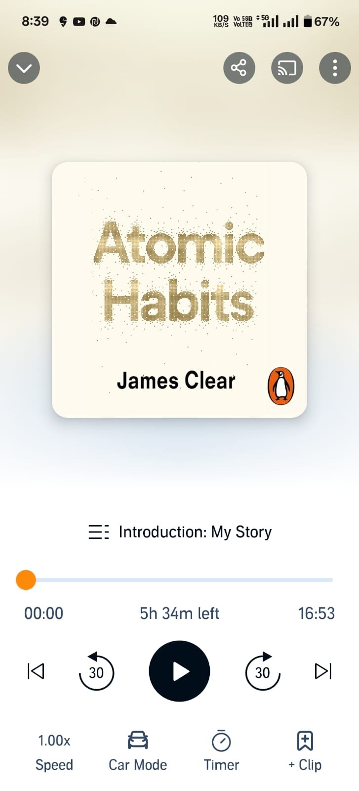 Détails du livre mobile Audible indiquant la durée totale